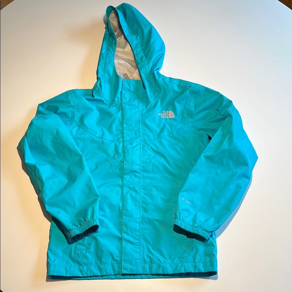 The North Face Blue Raincoat with Hood and Waterproof Finish
